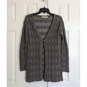 Lineamaglia Women's M Made in Italy Open Front Long Cardigan Brown Cotton Blend